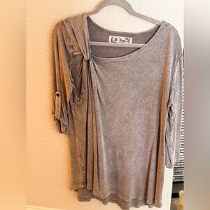 M. Rena Taupe Blouse with Knot Detail